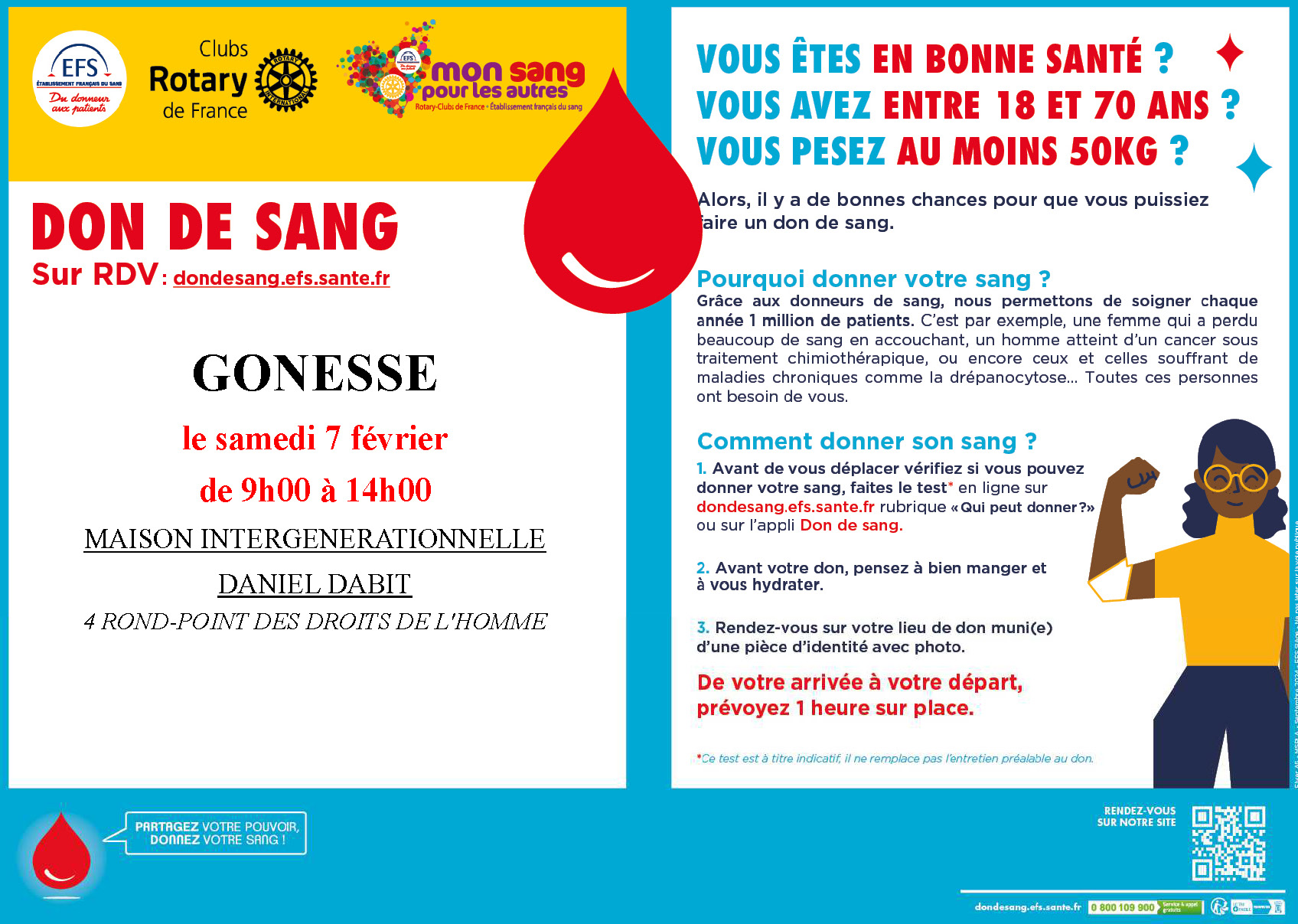Une collecte de don du sang est organisée :