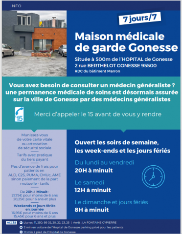 Informations sur la Maison médicale de garde de Gonesse